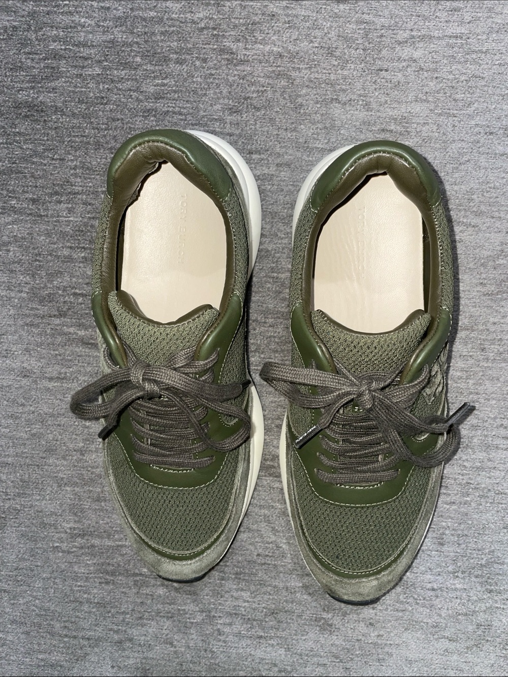 Tory Burch Kick Trainer Chevron Suede Mesh - Grove (Green) Chunky Sneaker 9.5 - Picture 12 of 16